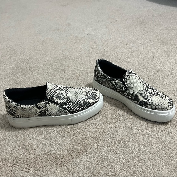 Snake Skin Black & White Platform Slip Ons - Picture 2 of 3